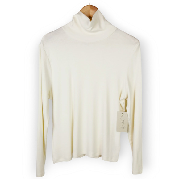 Joie SZ XL Cream Pima Cotton Ribbed Turtleneck NWT - Picture 2 of 6